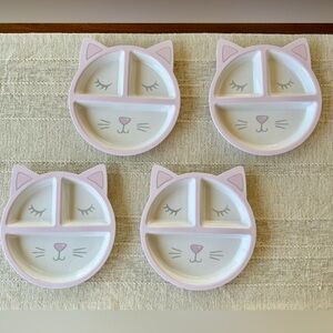 Pottery Barn Kids Cat Divided Plates Set of 4 Melamine Pink Kids Dish Cute
